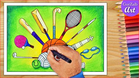 Sports Day drawing || poster making on sports day India - Easy step by ...