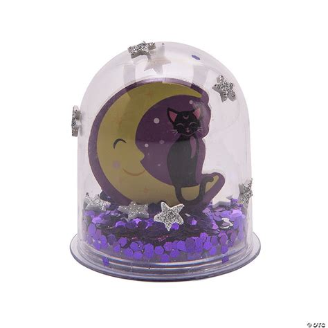 Black Cat & Crescent Moon Halloween Snow Globe Craft Kit - Makes 12