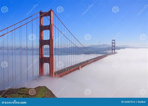 San Francisco Golden Gate Bridge in Fog Stock Photo - Image of famous ...