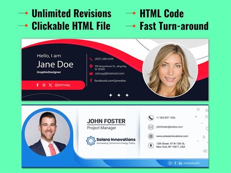 Clickable html email signature outlook signature design | Upwork