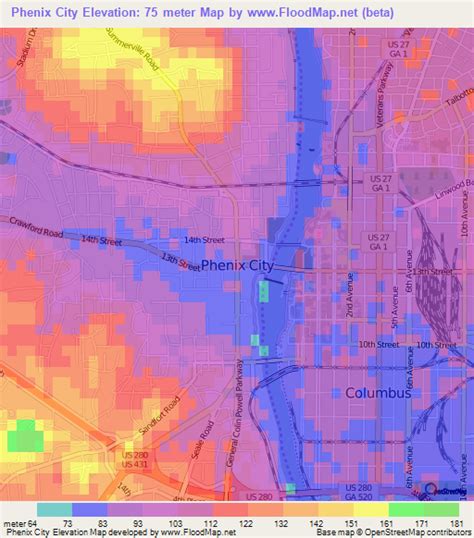 Elevation of Phenix City,US Elevation Map, Topography, Contour