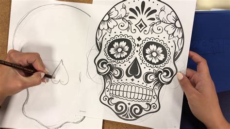 Day Of The Dead Skull Drawing