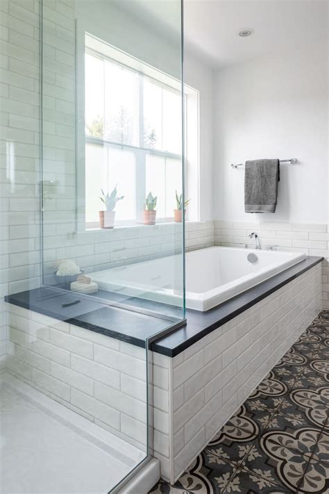 Master bath with both a built-in bathtub and walk-in shower. Shower ...