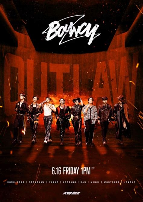 Ateez - OutLaw - Poster/ Wallpaper | Concert poster design, Bouncy ...