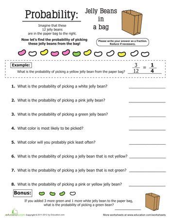 Probability: Jelly Beans | Worksheet | Education.com | Probability math, Probability worksheets ...