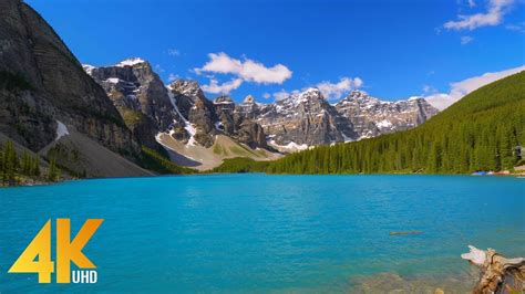 4K Mountain Lake Scenery & Healing Birdsong - One Day on Moraine Lake ...