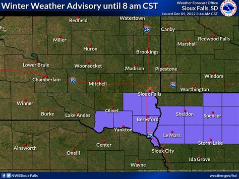 NWS Sioux Falls on Twitter: "A Winter Weather Advisory has been issued ...