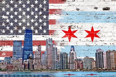 Chicago American Flag Skyline | Chicago art, Chicago flag, American flag