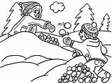 Snowball Fight Free Printable Coloring Page  sketch template