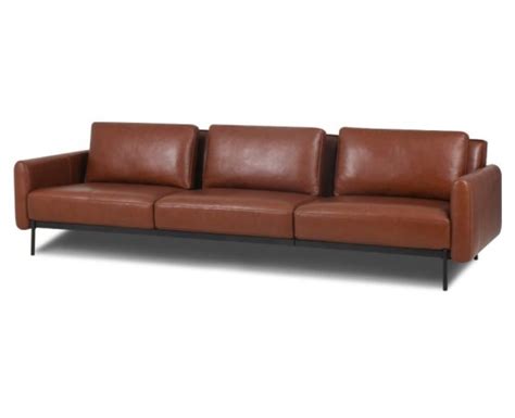 Three Seat Contemporary Leather Sofa | Adams Furniture