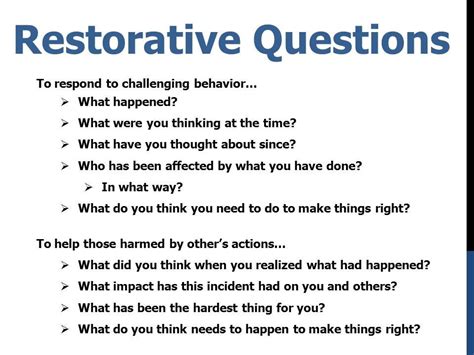 Restorative Questions For Students - QUTESION