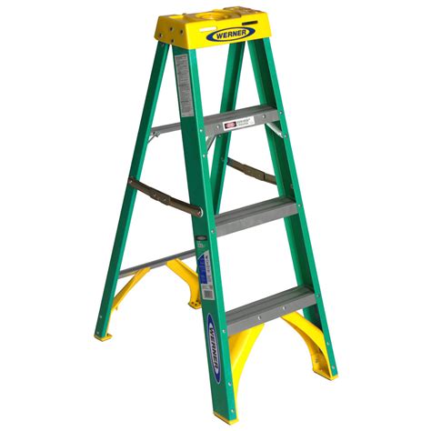 Werner 4 ft. H x 19 in. W Fiberglass Step Ladder Type II 225 lb. capacity