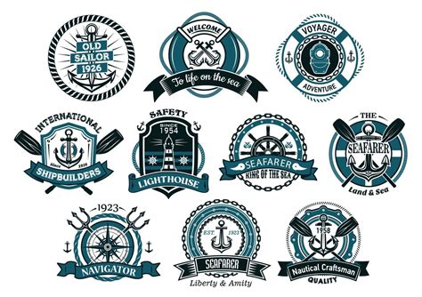 Creative seafarers or nautical logos and banners 11524089 Vector Art at ...