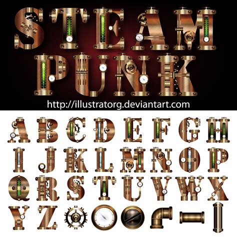 Steampunk FONT V3 by IllustratorG.deviantart.com on @deviantART | Steampunk font, Steampunk ...