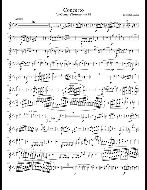 Haydn Trumpet Concerto sheet music for Trumpet download free in PDF or MIDI