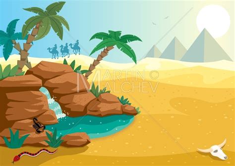 Desert Oasis Vector Cartoon Clipart Illustration. Desert - Etsy Canada