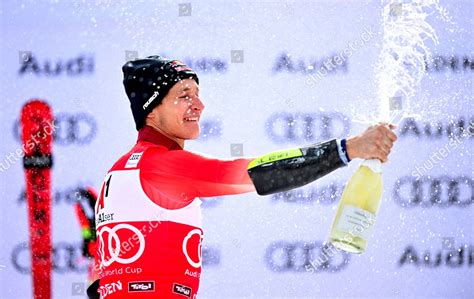 Winner Marco Odermatt Switzerland Celebrates On Editorial Stock Photo ...