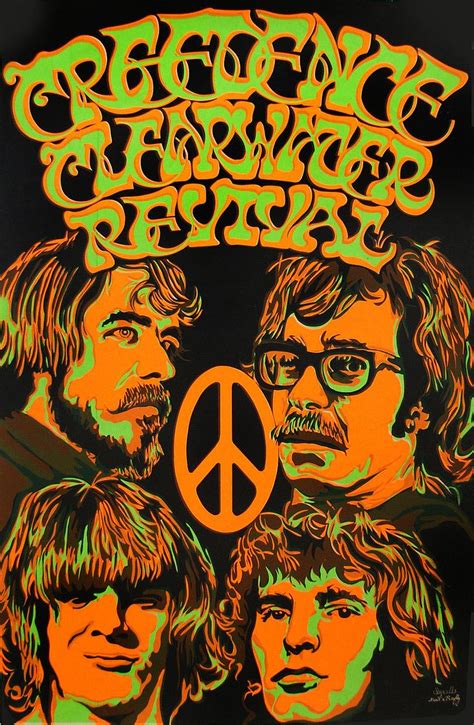 Vintage 1960s Creedence Clearwater Revival aka CCR - Black Light Poster ...