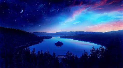 Night, Starry sky, Twilight, Mountains, HD, Purple sky - Coolwallpapers.me!