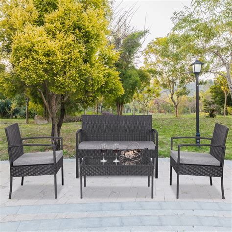 4-Piece Patio Furniture Sets Clearance in Patio & Garden, Outdoor Wicker Sofa Rattan Chair ...