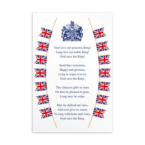 God Save the King Lyric Postcard. National Anthem Lyrics. - Etsy UK