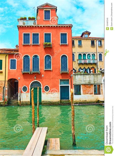 Old Houses by Canal in Venice Stock Image - Image of canal, poles: 124487245