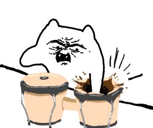 Bongo cat is enraged by his bongos - Drawception