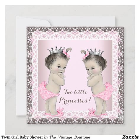 Twin Girl Baby Shower Invitation | Zazzle | Twin baby girls, Twin girls baby shower invitations ...