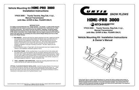 Curtis Home-Pro 3000 User Manual | 4 pages