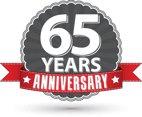 Celebrating 65 Years Anniversary Retro Label with Red Ribbon, Vector Illustration Stock Vector ...