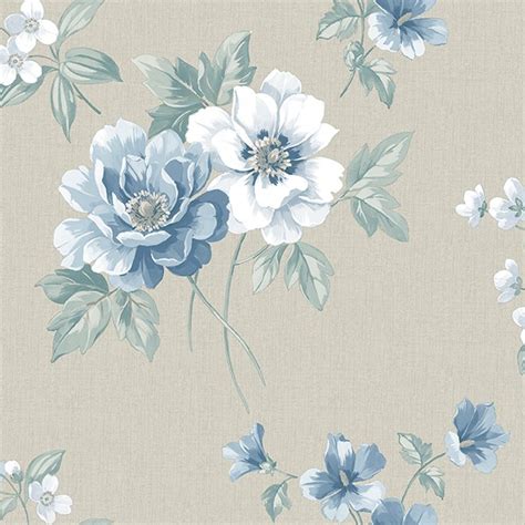 3112-002757 | Keighley Light Blue Floral Wallpaper | Wallpaper Boulevard