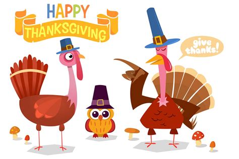 Thanksgiving Day Turkeys Cartoon Vector Illustration (488308 ...