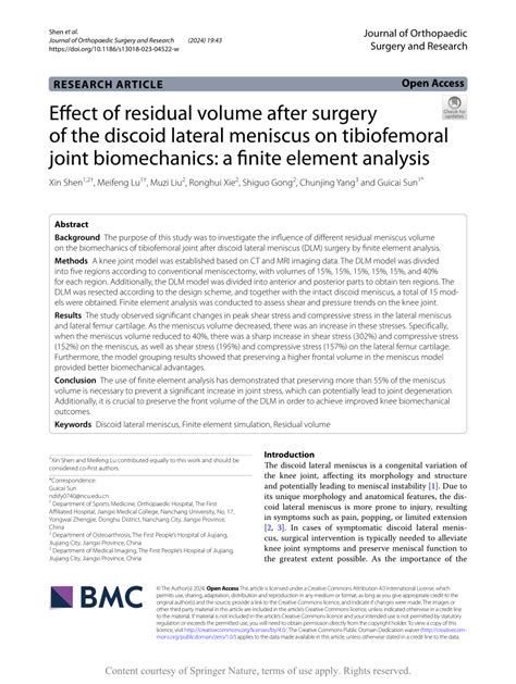 (PDF) Effect of residual volume after surgery of the discoid lateral ...