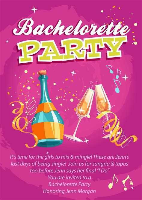 Bachelorette Party Vector Invitation Template - Designious