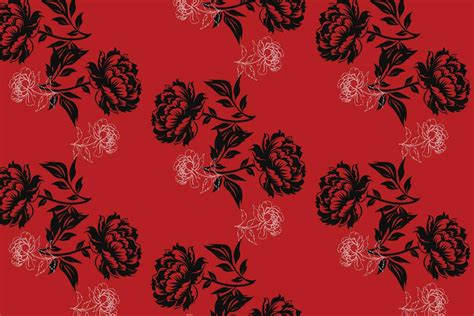 Vibrant Red Background with Diagonal White and Black Floral Pattern ...