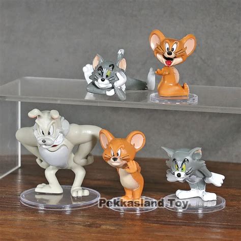 5pcs/lot Cartoon Tom and Jerry Action Figures Tom Jerry Spike PVC Action Figures Toys Model For ...