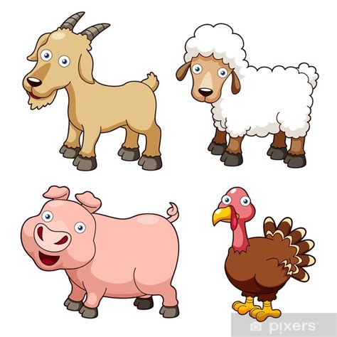 Poster illustration of farm animals cartoon - PIXERS.US