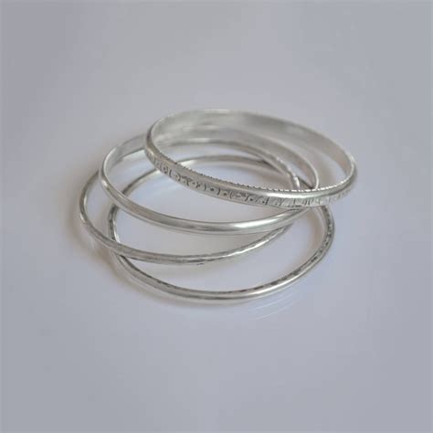 Stackable Bracelets, Stacking Bracelets, Sterling Silver Bracelets, Stacked Bangles, Layered ...