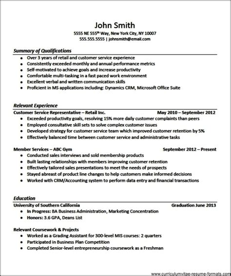Resume Templates For Business Professionals