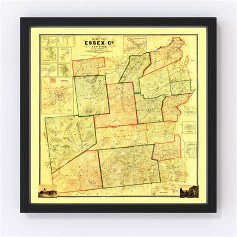 Vintage Map of Essex County, New York 1858 by Ted's Vintage Art