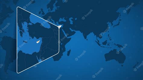 Premium Vector | Location of cyprus on the world map with enlarged map of cyprus with flag