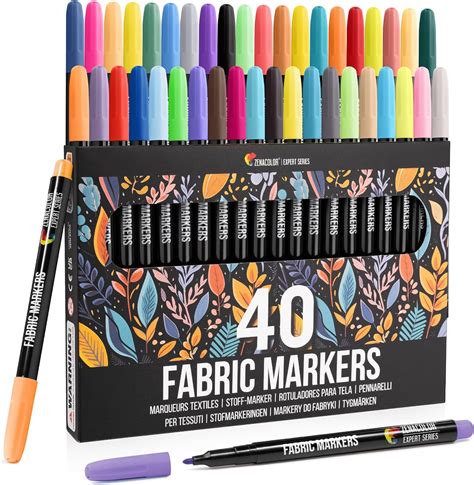 Amazon.com: Zenacolor 40 Fabric Markers Pens Set - Non Toxic, Indelible ...