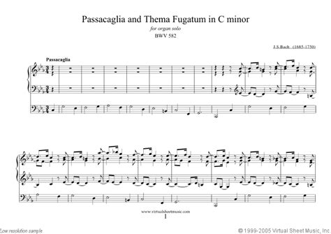 Bach - Passacaglia and Thema Fugatum in C minor sheet music for organ solo