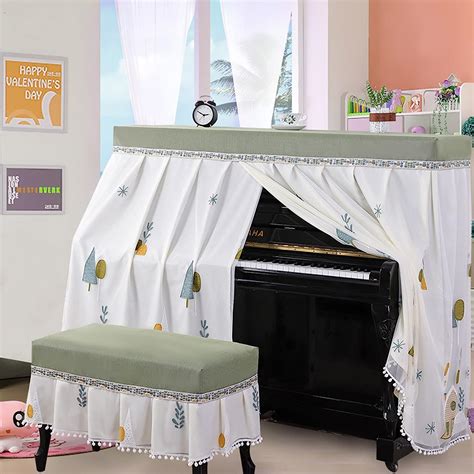 Amazon.com - oiakus Embroidery Piano Cover Set, Upright Piano Cover ...