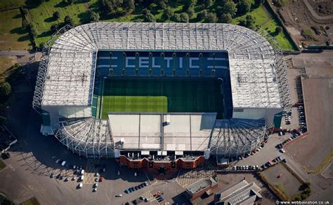 Celtic Park football stadium, home to Celtic Football Club from the air ...