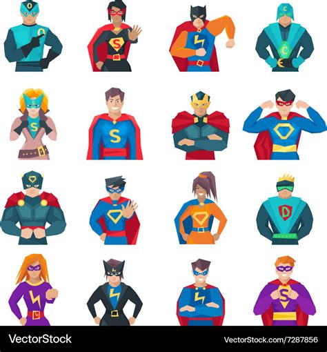 Superhero icons set Royalty Free Vector Image - VectorStock