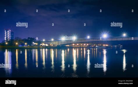 Belgrade waterfront in the night Stock Photo - Alamy