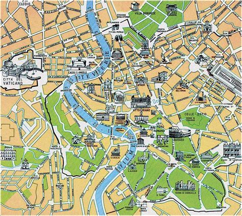 Map Of The Old City Of Rome, Italy