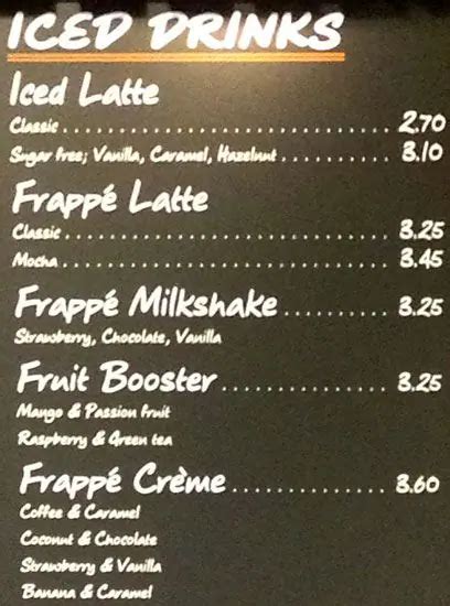 Menu at Caffe Nero cafe, Glasgow, 1a Dundas St