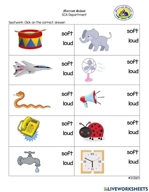 Loud and Soft Sounds exercise | Loud soft, Kindergarten worksheets, Free kindergarten worksheets